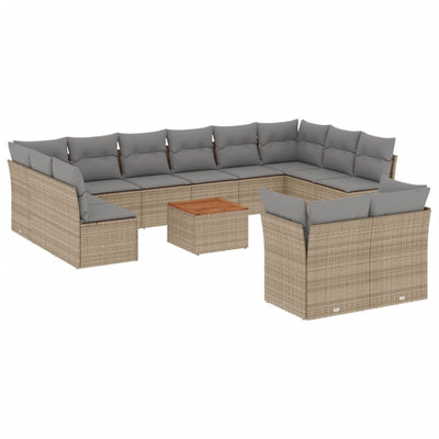 13 Piece Garden Sofa Set with Cushions Beige Poly Rattan Payday Deals