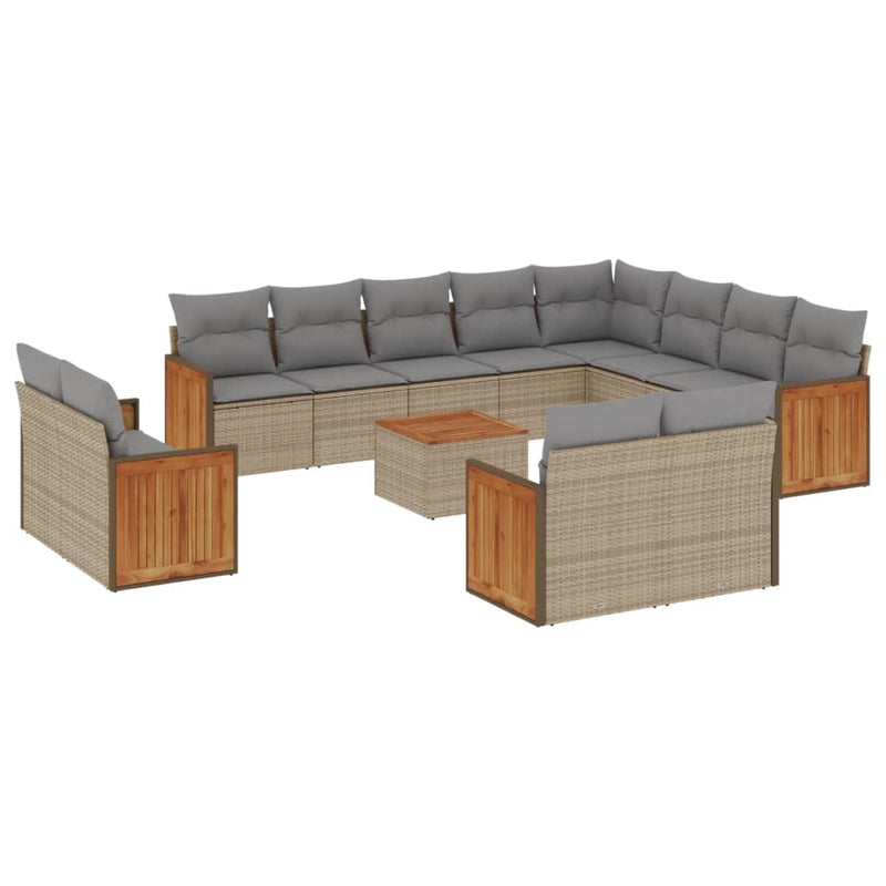 13 Piece Garden Sofa Set with Cushions Beige Poly Rattan Payday Deals