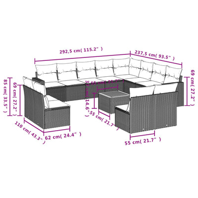 13 Piece Garden Sofa Set with Cushions Beige Poly Rattan Payday Deals