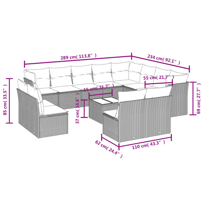 13 Piece Garden Sofa Set with Cushions Beige Poly Rattan Payday Deals
