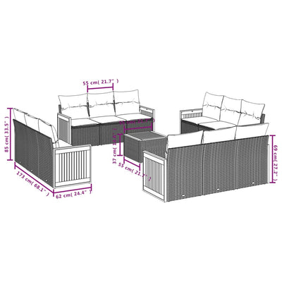 13 Piece Garden Sofa Set with Cushions Beige Poly Rattan Payday Deals
