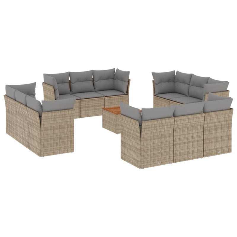 13 Piece Garden Sofa Set with Cushions Beige Poly Rattan Payday Deals