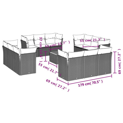 13 Piece Garden Sofa Set with Cushions Beige Poly Rattan Payday Deals
