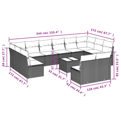13 Piece Garden Sofa Set with Cushions Beige Poly Rattan Payday Deals