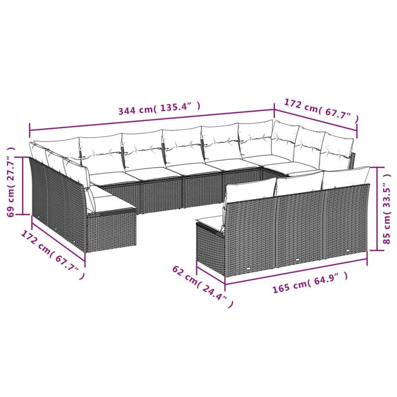 13 Piece Garden Sofa Set with Cushions Beige Poly Rattan Payday Deals