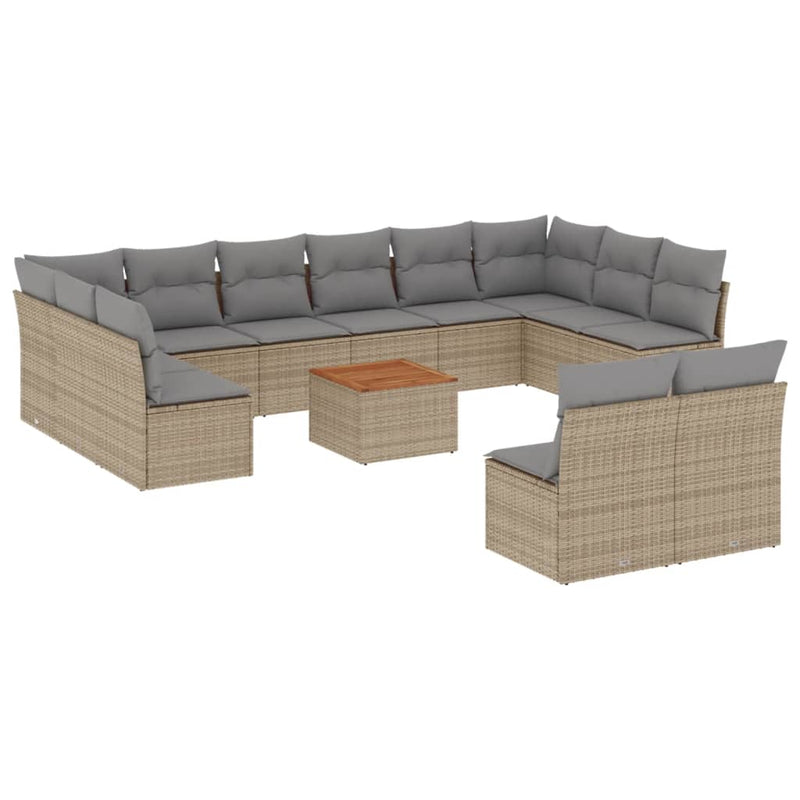 13 Piece Garden Sofa Set with Cushions Beige Poly Rattan Payday Deals