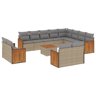 13 Piece Garden Sofa Set with Cushions Beige Poly Rattan Payday Deals