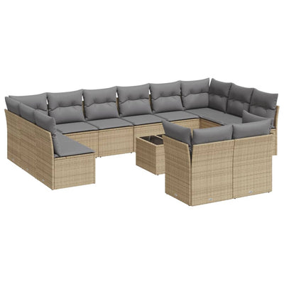 13 Piece Garden Sofa Set with Cushions Beige Poly Rattan Payday Deals