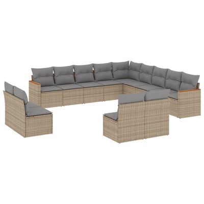 13 Piece Garden Sofa Set with Cushions Beige Poly Rattan Payday Deals