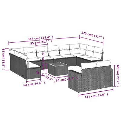 13 Piece Garden Sofa Set with Cushions Beige Poly Rattan Payday Deals