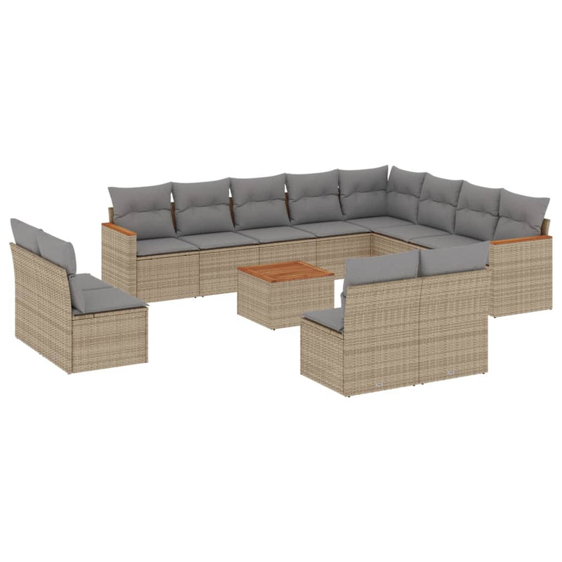 13 Piece Garden Sofa Set with Cushions Beige Poly Rattan Payday Deals