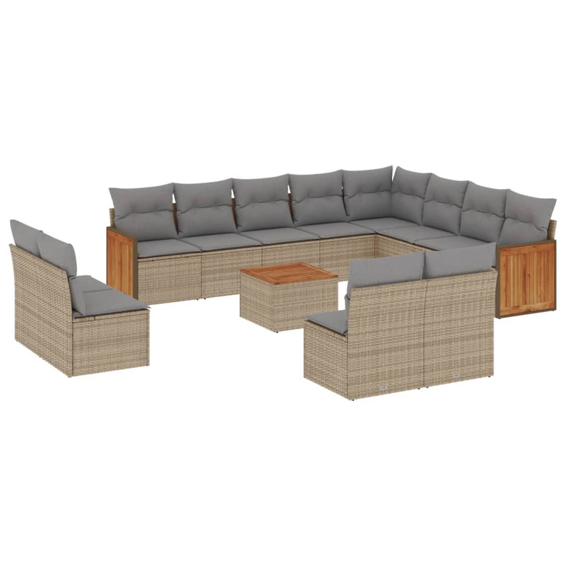 13 Piece Garden Sofa Set with Cushions Beige Poly Rattan Payday Deals