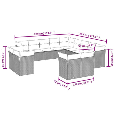 13 Piece Garden Sofa Set with Cushions Black Poly Rattan Payday Deals