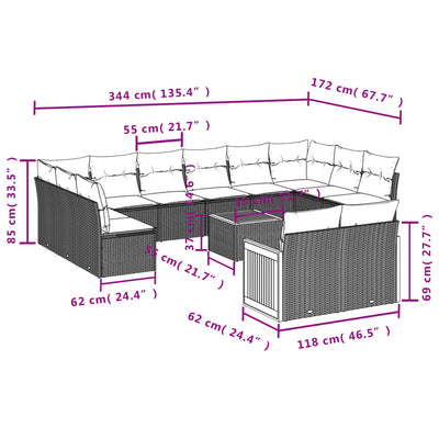 13 Piece Garden Sofa Set with Cushions Black Poly Rattan Payday Deals