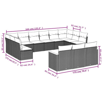 13 Piece Garden Sofa Set with Cushions Black Poly Rattan Payday Deals