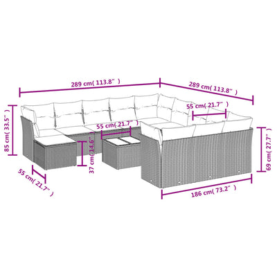 13 Piece Garden Sofa Set with Cushions Black Poly Rattan Payday Deals