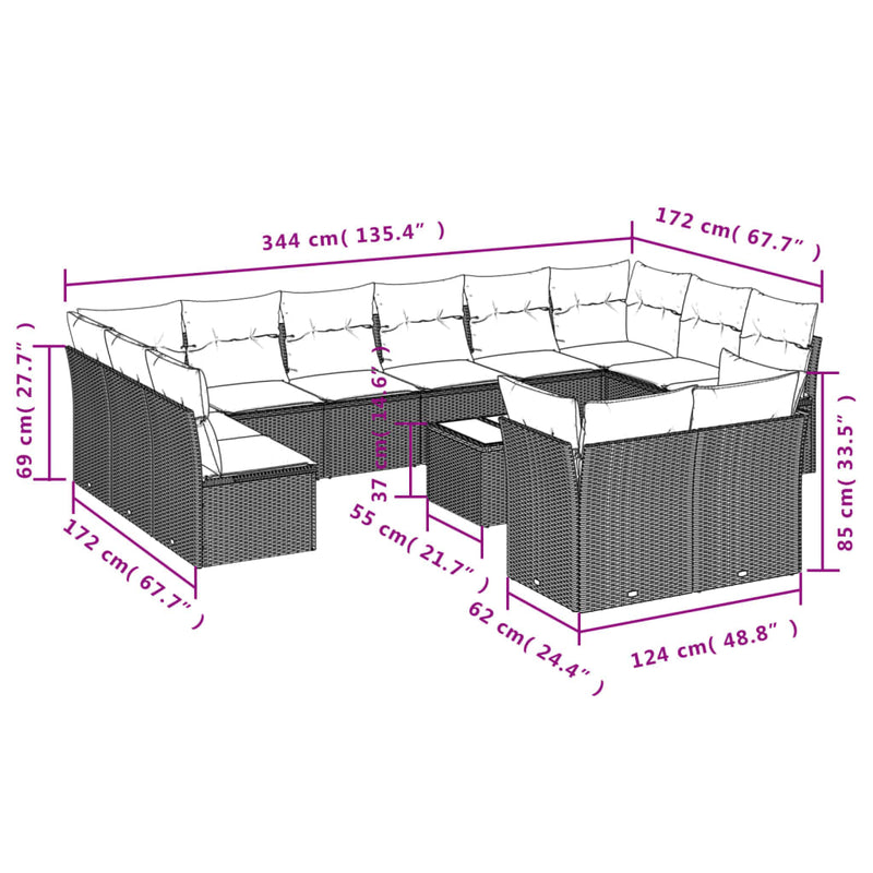13 Piece Garden Sofa Set with Cushions Black Poly Rattan Payday Deals