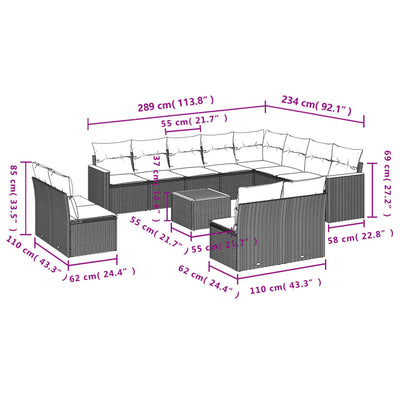 13 Piece Garden Sofa Set with Cushions Black Poly Rattan Payday Deals