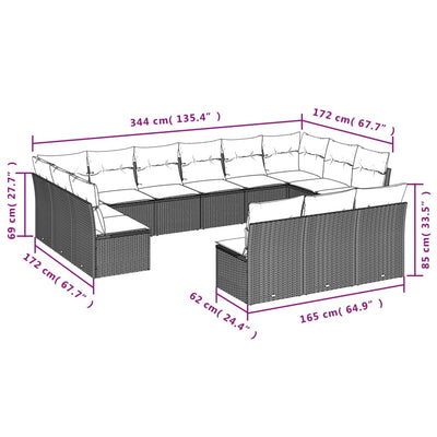 13 Piece Garden Sofa Set with Cushions Black Poly Rattan Payday Deals