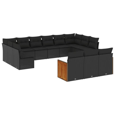 13 Piece Garden Sofa Set with Cushions Black Poly Rattan Payday Deals