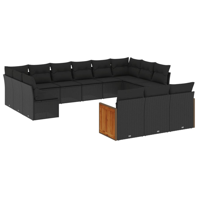 13 Piece Garden Sofa Set with Cushions Black Poly Rattan Payday Deals