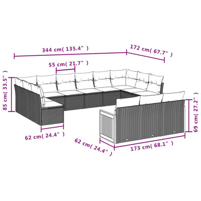 13 Piece Garden Sofa Set with Cushions Black Poly Rattan Payday Deals