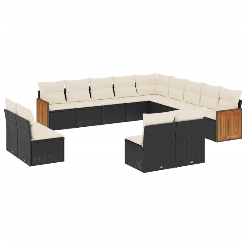13 Piece Garden Sofa Set with Cushions Black Poly Rattan Payday Deals