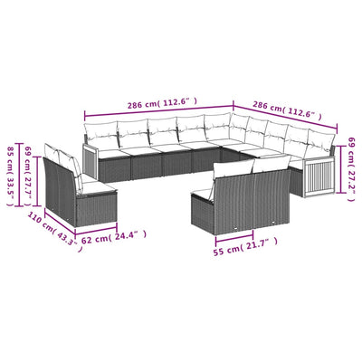 13 Piece Garden Sofa Set with Cushions Black Poly Rattan Payday Deals