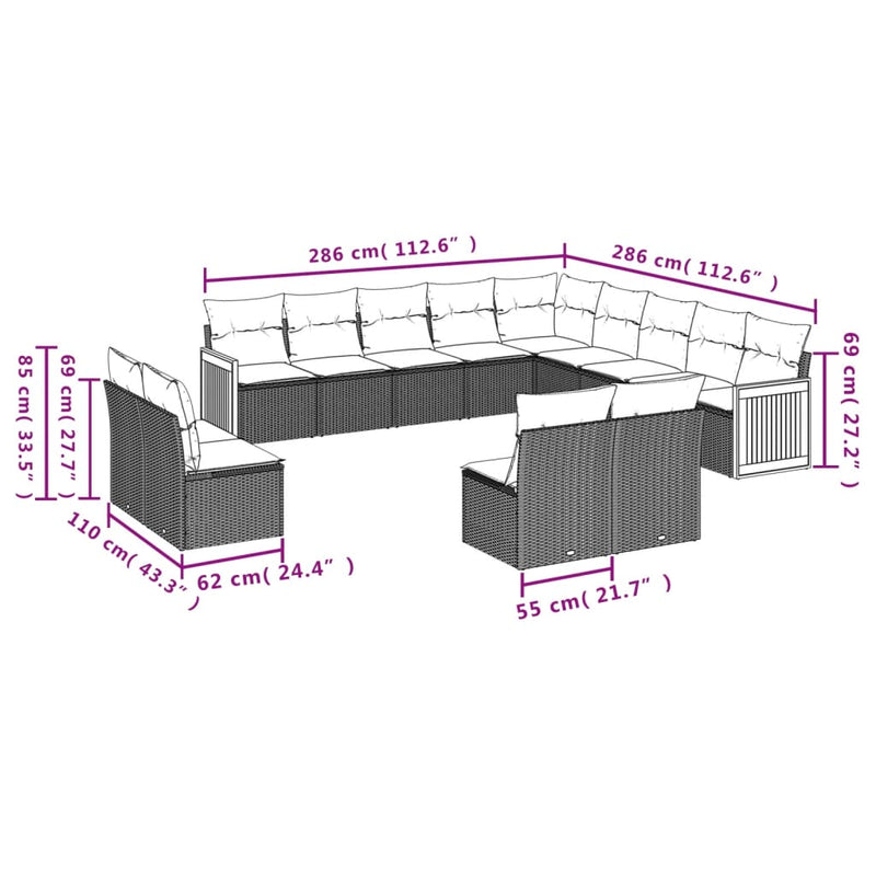 13 Piece Garden Sofa Set with Cushions Black Poly Rattan Payday Deals