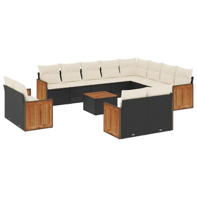 13 Piece Garden Sofa Set with Cushions Black Poly Rattan Payday Deals