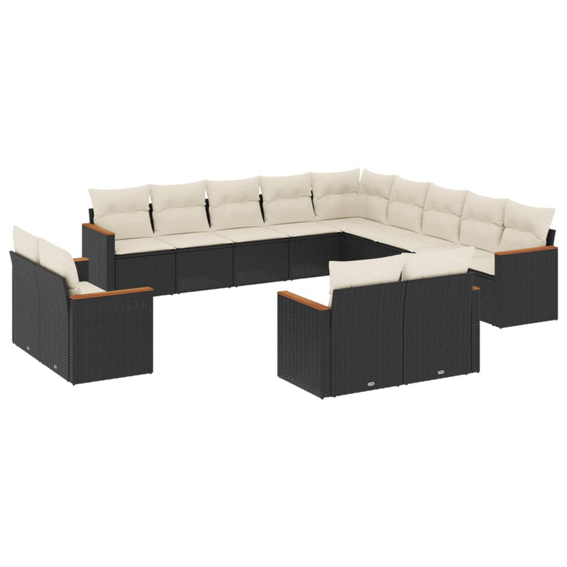 13 Piece Garden Sofa Set with Cushions Black Poly Rattan Payday Deals