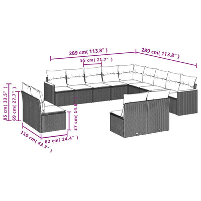 13 Piece Garden Sofa Set with Cushions Black Poly Rattan Payday Deals