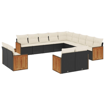 13 Piece Garden Sofa Set with Cushions Black Poly Rattan Payday Deals