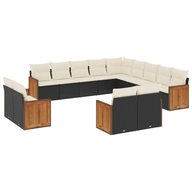 13 Piece Garden Sofa Set with Cushions Black Poly Rattan Payday Deals