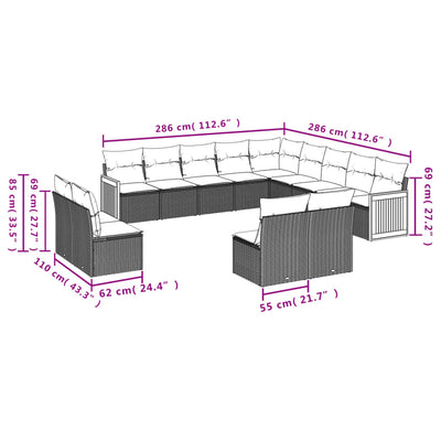 13 Piece Garden Sofa Set with Cushions Black Poly Rattan Payday Deals