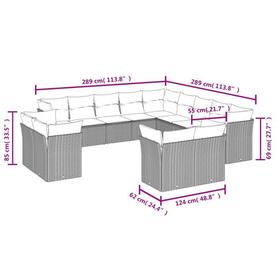 13 Piece Garden Sofa Set with Cushions Black Poly Rattan Payday Deals