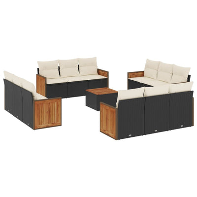 13 Piece Garden Sofa Set with Cushions Black Poly Rattan Payday Deals