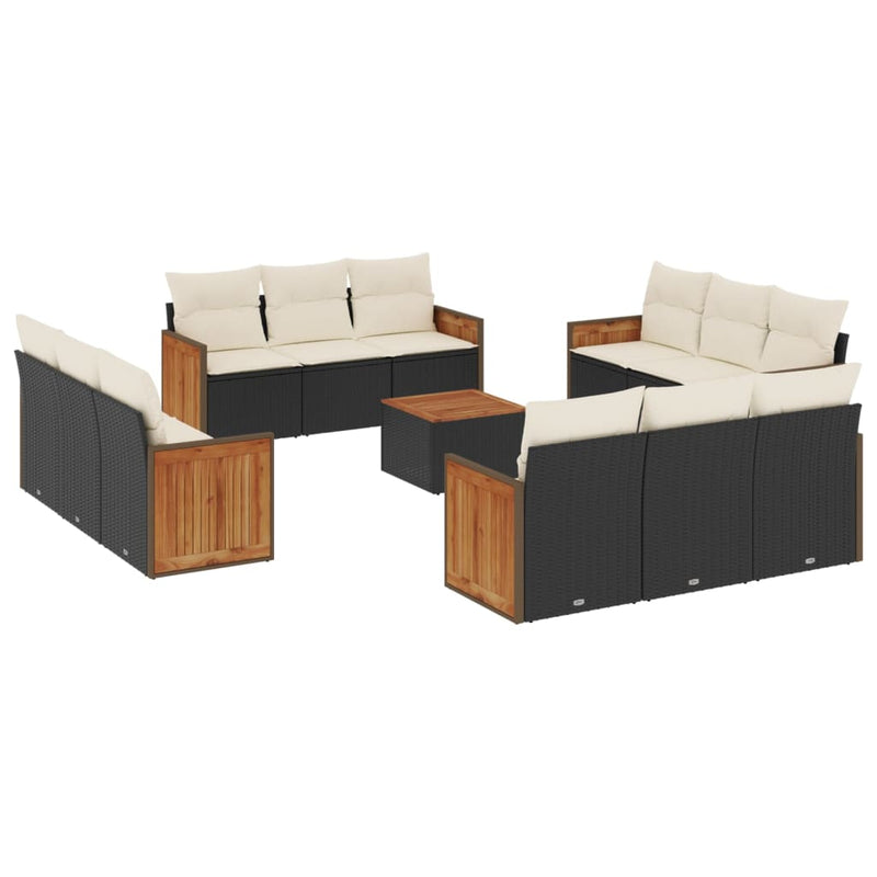 13 Piece Garden Sofa Set with Cushions Black Poly Rattan Payday Deals