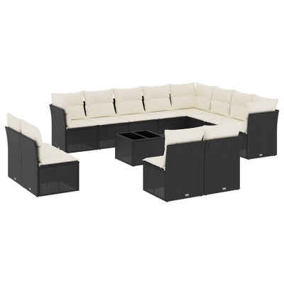 13 Piece Garden Sofa Set with Cushions Black Poly Rattan Payday Deals