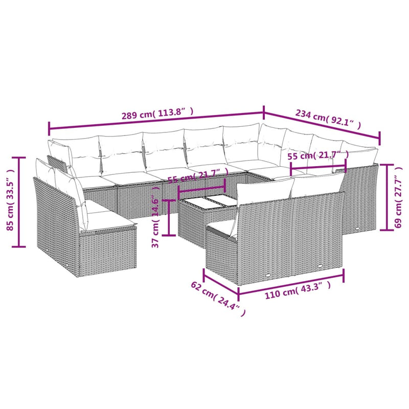 13 Piece Garden Sofa Set with Cushions Black Poly Rattan Payday Deals