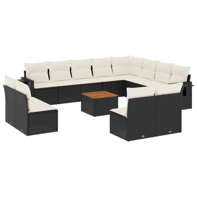 13 Piece Garden Sofa Set with Cushions Black Poly Rattan Payday Deals