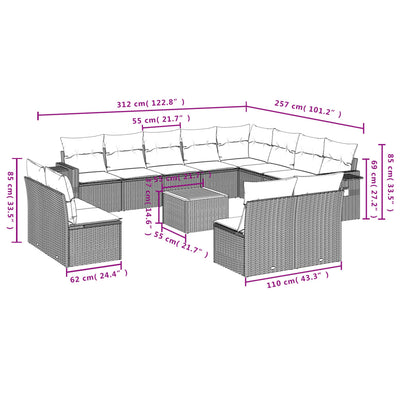 13 Piece Garden Sofa Set with Cushions Black Poly Rattan Payday Deals