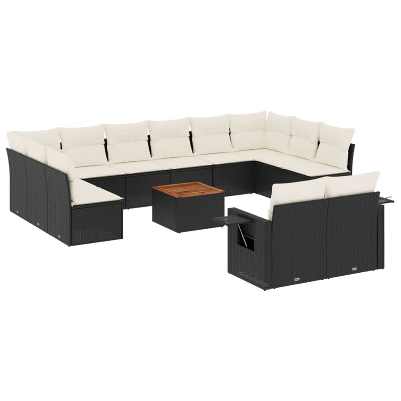 13 Piece Garden Sofa Set with Cushions Black Poly Rattan Payday Deals