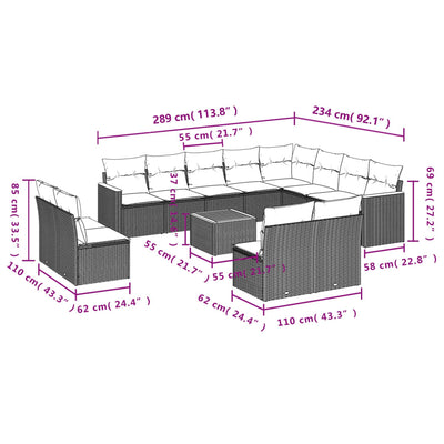 13 Piece Garden Sofa Set with Cushions Black Poly Rattan Payday Deals