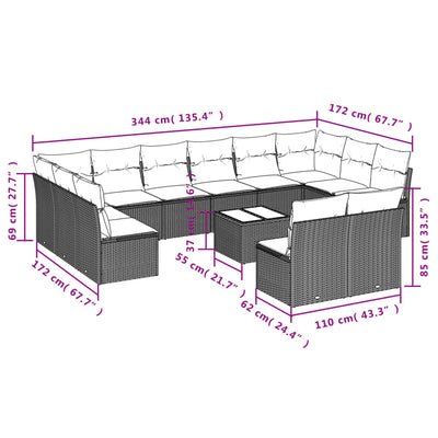 13 Piece Garden Sofa Set with Cushions Black Poly Rattan Payday Deals