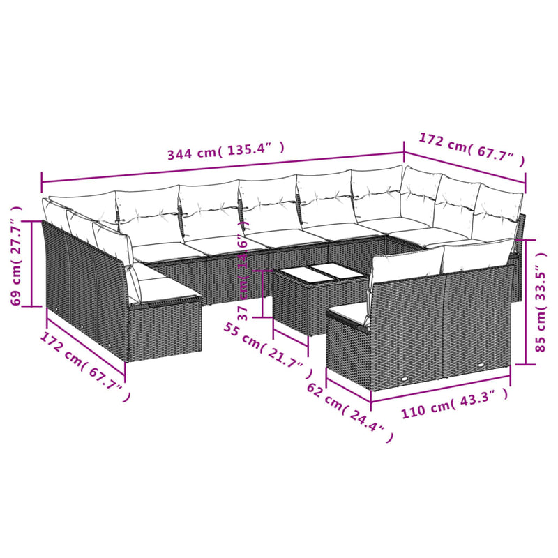 13 Piece Garden Sofa Set with Cushions Black Poly Rattan Payday Deals