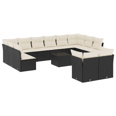 13 Piece Garden Sofa Set with Cushions Black Poly Rattan Payday Deals