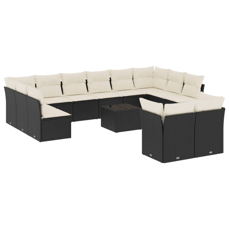 13 Piece Garden Sofa Set with Cushions Black Poly Rattan Payday Deals