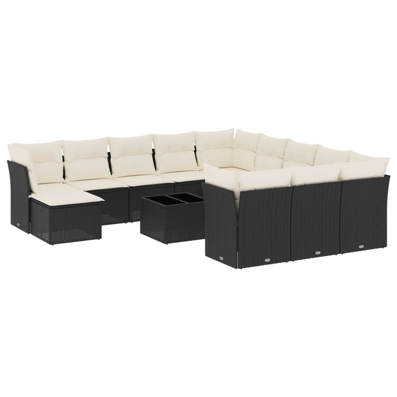 13 Piece Garden Sofa Set with Cushions Black Poly Rattan Payday Deals