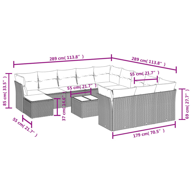 13 Piece Garden Sofa Set with Cushions Black Poly Rattan Payday Deals